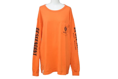 DESCENDANT ディセンダント KEEP ROLLING ベアリング クルーネック ポケット ロンT 長袖Ｔシャツ オレンジ サイズ2 美品 中古 58731