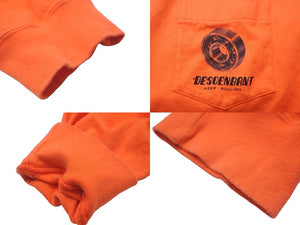 DESCENDANT ディセンダント KEEP ROLLING ベアリング クルーネック ポケット ロンT 長袖Ｔシャツ オレンジ サイズ2 美品 中古 58731