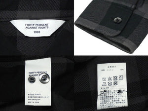 FORTY PERCENTS AGAINST RIGHTS フォーティーパーセントアゲインストライツ 長袖シャツ チェック コットン ブラック 美品中古 58733