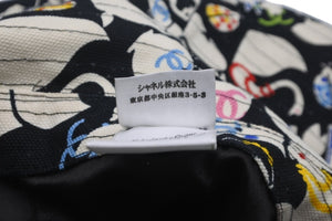 CHANEL シャネル ハット 帽子 アニマル柄 ココマーク ブラック マルチカラー コットン サイズ57 中古 58755