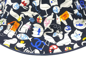 CHANEL シャネル ハット 帽子 アニマル柄 ココマーク ブラック マルチカラー コットン サイズ57 中古 58755