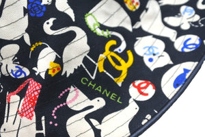 CHANEL シャネル ハット 帽子 アニマル柄 ココマーク ブラック マルチカラー コットン サイズ57 中古 58755