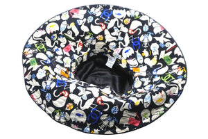 CHANEL シャネル ハット 帽子 アニマル柄 ココマーク ブラック マルチカラー コットン サイズ57 中古 58755