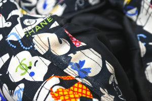 CHANEL シャネル ハット 帽子 アニマル柄 ココマーク ブラック マルチカラー コットン サイズ57 中古 58755