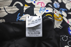 CHANEL シャネル ハット 帽子 アニマル柄 ココマーク ブラック マルチカラー コットン サイズ57 中古 58755