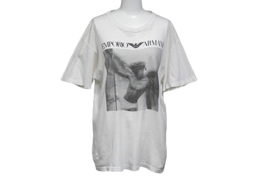 Emporio Armani エンポリオ アルマーニ 90s フォト 半袖Ｔシャツ ホワイト ロゴ ブブルース ウェーバー サイズL 良品 中古 58764