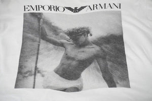 Emporio Armani エンポリオ アルマーニ 90s フォト 半袖Ｔシャツ ホワイト ロゴ ブブルース ウェーバー サイズL 良品 中古 58764