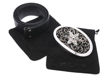 Load image into Gallery viewer, 極美品 CHROME HEARTS クロムハーツ ベルト バックル OVAL STAR LARGE BUCKLE BELT レザー シルバー925 中古 58797