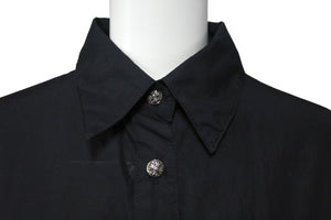 新品未使用 CHROME HEARTS クロムハーツ MAHAL KITA オーバーサイズ 長袖シャツ ブラック シルバー925 クロスパッチ M 中古 58803