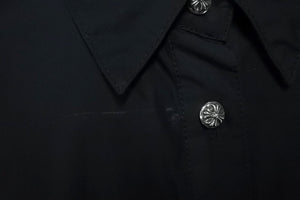 新品未使用 CHROME HEARTS クロムハーツ MAHAL KITA オーバーサイズ 長袖シャツ ブラック シルバー925 クロスパッチ M 中古 58803