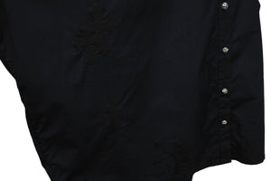 新品未使用 CHROME HEARTS クロムハーツ MAHAL KITA オーバーサイズ 長袖シャツ ブラック シルバー925 クロスパッチ M 中古 58803