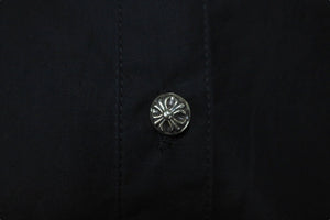 新品未使用 CHROME HEARTS クロムハーツ MAHAL KITA オーバーサイズ 長袖シャツ ブラック シルバー925 クロスパッチ M 中古 58803