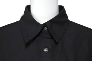 新品未使用 CHROME HEARTS クロムハーツ MAHAL KITA オーバーサイズ 長袖シャツ ブラック シルバー925 クロスパッチ S 中古 58822
