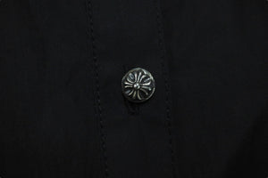 新品未使用 CHROME HEARTS クロムハーツ MAHAL KITA オーバーサイズ 長袖シャツ ブラック シルバー925 クロスパッチ S 中古 58822