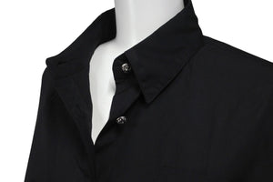 新品未使用 CHROME HEARTS クロムハーツ MAHAL KITA オーバーサイズ 長袖シャツ ブラック シルバー925 クロスパッチ S 中古 58822