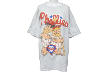 MLB Philadelphia Phillies フィラデルフィア フィリーズ 半袖Ｔシャツ ヴィンテージ 野球 グレー コットン サイズL 中古 58826