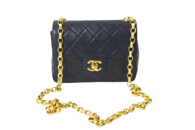 CHANEL シャネル チェーンショルダーバッグ マトラッセ ココマーク ラムスキン 1番台 1990年 ブラック ゴールド 美品 中古 58841