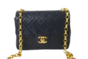 CHANEL シャネル チェーンショルダーバッグ マトラッセ ココマーク ラムスキン 1番台 1990年 ブラック ゴールド 美品 中古 58841