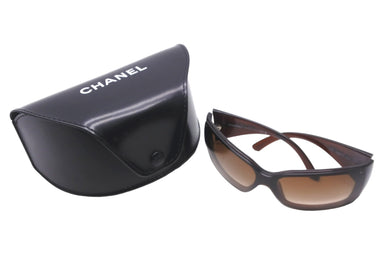 CHANEL シャネル サイドロゴ サングラス ブラウン アイウェア 茶 小物 眼鏡 6012 良品 中古 58842
