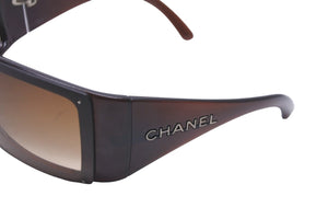CHANEL シャネル サイドロゴ サングラス ブラウン アイウェア 茶 小物 眼鏡 6012 良品 中古 58842