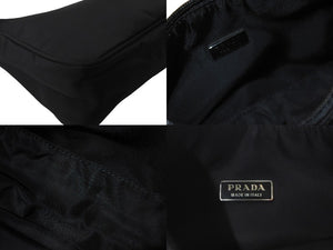 極美品 PRADA プラダ ホーボー ハンドバッグ ナイロン ワンショルダー ミニバッグ MV515 ブラック 中古 58846 ロゴ