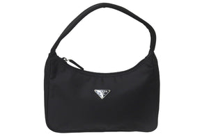 極美品 PRADA プラダ ホーボー ハンドバッグ ナイロン ワンショルダー ミニバッグ MV515 ブラック 中古 58846 ロゴ