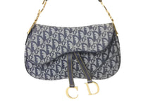 Load image into Gallery viewer, Christian Dior クリスチャンディオール ダブルサドルバック ワンショルダー トロッター ネイビー RU1012 美品 中古 58849