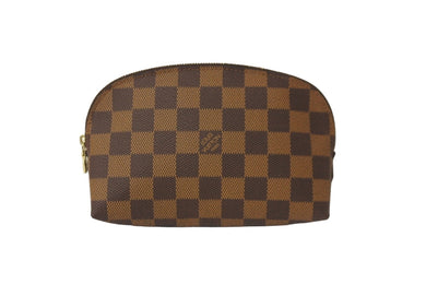 LOUIS VUITTON ルイヴィトン ポーチ N47516 ダミエ ポシェット コスメティック ブラウン ゴールド金具 美品 中古 58881