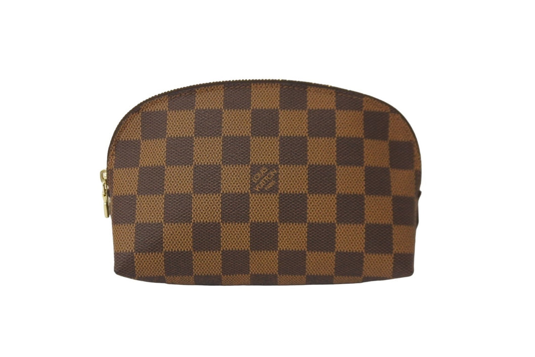 LOUIS VUITTON ルイヴィトン ポーチ N47516 ダミエ ポシェット コスメティック ブラウン ゴールド金具 美品 中古 58881