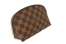 Load image into Gallery viewer, LOUIS VUITTON ルイヴィトン ポーチ N47516 ダミエ ポシェット コスメティック ブラウン ゴールド金具 美品 中古 58881