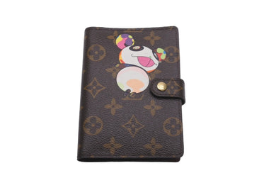 極美品 LOUIS VUITTON ルイヴィトン 手帳カバー アジェンダ PM モノグラムパンダ 村上隆 R20011 ブラウン 中古 58897