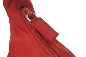 PRADA プラダ ハンドバッグ ワンショルダー ホーボー MV515 三角ロゴ レッド シルバー金具 美品 中古 58930 