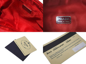 PRADA プラダ ハンドバッグ ワンショルダー ホーボー MV515 三角ロゴ レッド シルバー金具 美品 中古 58930 