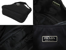 画像をギャラリービューアに読み込む, PRADA プラダ ハンドバッグ ワンショルダー ホーボー MV515 三角ロゴ ブラック シルバー金具 美品 中古 58931 