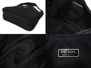 PRADA プラダ ハンドバッグ ワンショルダー ホーボー MV515 三角ロゴ ブラック シルバー金具 美品 中古 58931 