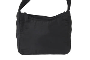 PRADA プラダ ハンドバッグ ワンショルダー ホーボー MV515 三角ロゴ ブラック シルバー金具 美品 中古 58931 