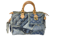 Load image into Gallery viewer, LOUIS VUITTON ルイヴィトン モノグラムデニム パッチワーク スピーディ30 ハンドバッグ ブルー M95380 美品 中古 58969
