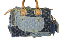 Load image into Gallery viewer, LOUIS VUITTON ルイヴィトン モノグラムデニム パッチワーク スピーディ30 ハンドバッグ ブルー M95380 美品 中古 58969