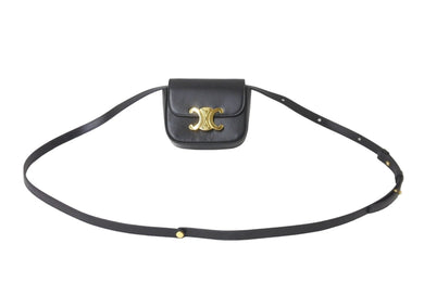 CELINE セリーヌ ショルダーバッグ ミニ クロード ブラック シャイニーカーフスキン 10I513DPV ゴールド金具 美品 中古 58973