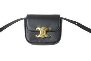 CELINE セリーヌ ショルダーバッグ ミニ クロード ブラック シャイニーカーフスキン 10I513DPV ゴールド金具 美品 中古 58973