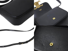 Load image into Gallery viewer, CELINE セリーヌ ショルダーバッグ ミニ クロード ブラック シャイニーカーフスキン 10I513DPV ゴールド金具 美品 中古 58973