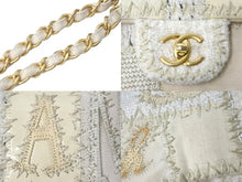 Load image into Gallery viewer, CHANEL シャネル ショルダーバッグ Wチェーン ショルダーバッグ パッチワーク ココマーク ホワイト ゴールド金具 美品 中古 58974