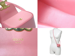 極美品 CELINE セリーヌ ショルダーバッグ ミニ クロード ピンク シャイニーカーフスキン 10I513DPV ゴールド金具 中古 4c058451