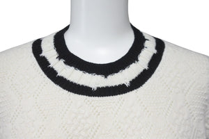 極美品 CHANEL シャネル ニット セーター ダメージ加工 カシミヤ 22ss ココマーク ホワイト ブラック P72090K 10339 サイズ34 中古 58982