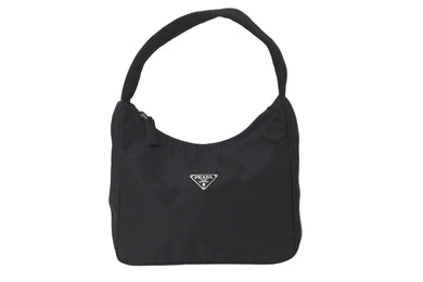 PRADA プラダショルダーバッグ プラダスポーツ アクセサリーポーチ 三角ロゴプレート MV515 ナイロン ブラック 美品 中古 59023 