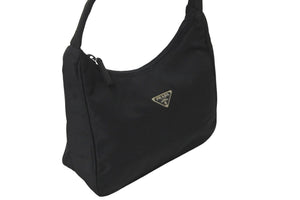 PRADA プラダショルダーバッグ プラダスポーツ アクセサリーポーチ 三角ロゴプレート MV515 ナイロン ブラック 美品 中古 59023 