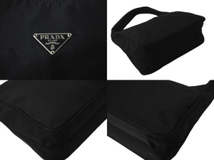 PRADA プラダショルダーバッグ プラダスポーツ アクセサリーポーチ 三角ロゴプレート MV515 ナイロン ブラック 美品 中古 59023 