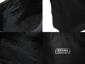 PRADA プラダショルダーバッグ プラダスポーツ アクセサリーポーチ 三角ロゴプレート MV515 ナイロン ブラック 美品 中古 59023 