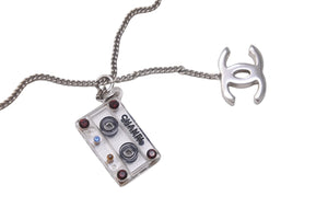 CHANEL シャネル カセットテープ ネックレス 2004年 04P ココマーク シルバー アクセサリー ジュエリー ロゴ メッキ 中古 59060