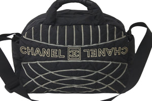 CHANEL シャネル スポーツライン ボストンバッグ 10番台 ナイロン ブラック ブラック シルバー 良品 中古 59066